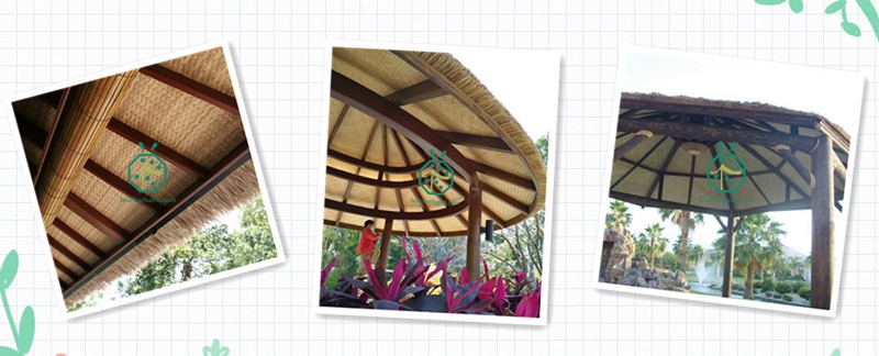 Plastic bamboo woven mat for resort patio sunshade shelter ceiling