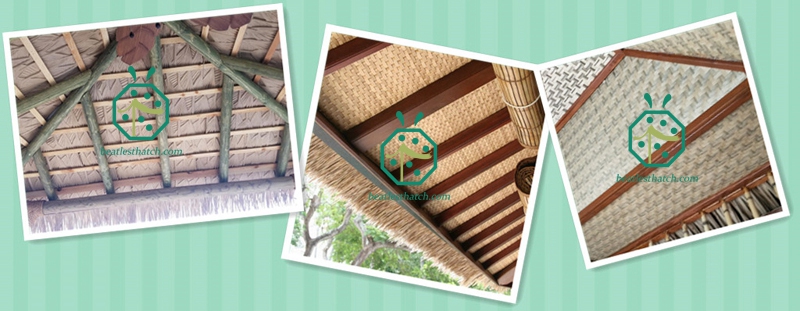 Synthetic thatch and artificial bamboo woven panel for gazebo decoration