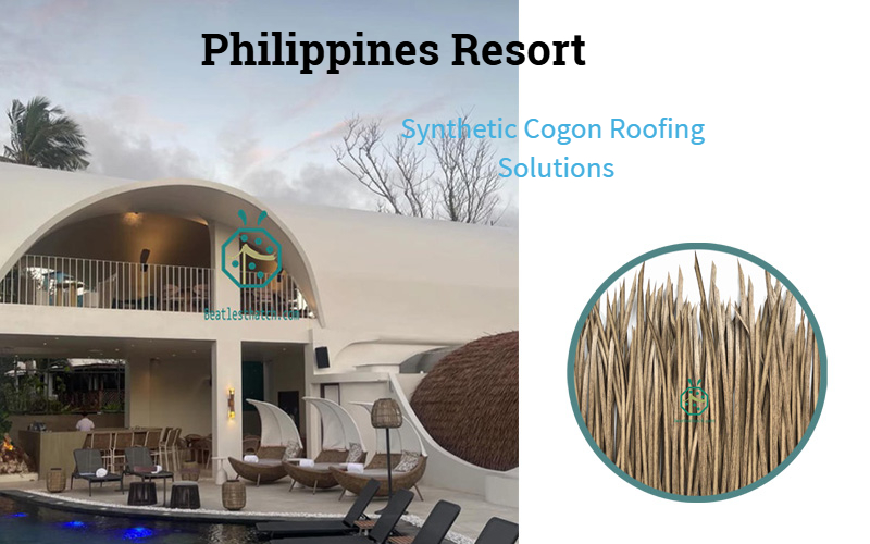 synthetic nipa hut thatch shingle for resort hotel bahay kubo in Luzon Island, Philippines