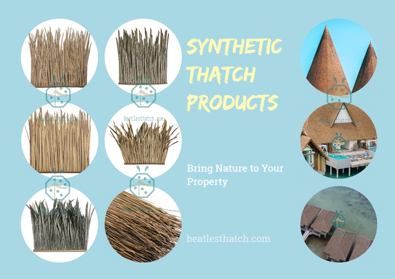 Artificial thatch roof tiles from China for resort hotel and backyard patio construction