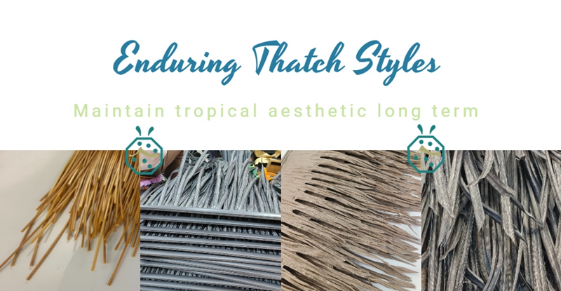 Beach hideaway resort synthetic shelter thatch roof panels Beach hideaway resort synthetic shelter thatch roof panels