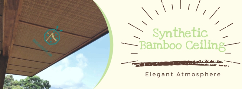 Sunshade structure with bamboo mat ceiling Sunshade structure with bamboo mat ceiling