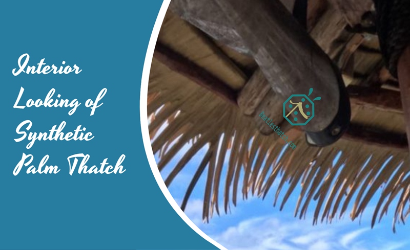 Waterproof synthetic palm thatch for tiki hut roof construction in safari park