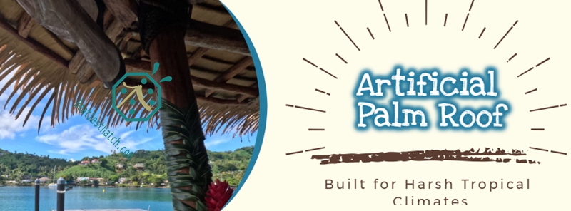 Synthetic Palm Fronds Thatch Roofed Tiki Hut