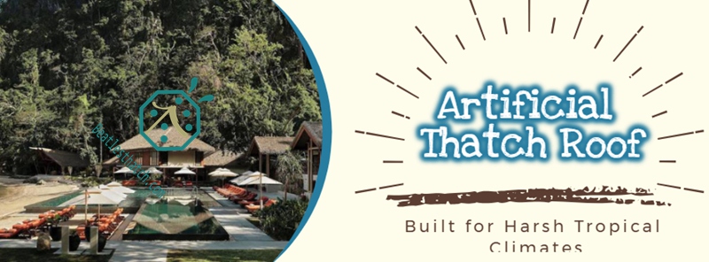 Beautiful Artificial Palapa Thatch Roof Project in Mountain Area in Europe Beautiful Artificial Palapa Thatch Roof Project in Mountain Area in Europe