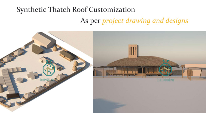 Palapa Imitation Thatch Roof Project Design and Construction for Lake, River Side, Beach Area, Theme Park, Rainforest, Mountain Villa Palapa Imitation Thatch Roof Project Design and Construction for Lake, River Side, Beach Area, Theme Park, Rainforest, Mountain Villa