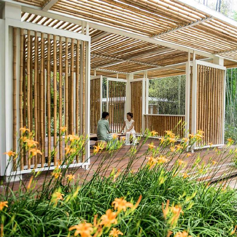 luhu 대나무 숨겨진 정원의 풍경 대나무 기둥 디자인